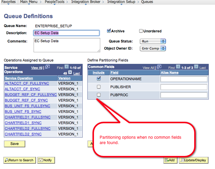 ENTERPRISE_SETUP Queue Partitioning
